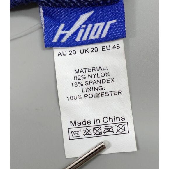 Hilor Tankini Top Womens 16 Blue Floral Ruched Side Built in Bra Cruise Flowy - Picture 15 of 16